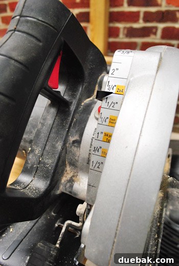 Crafting Your Perfect Outdoor Deck 7 Setting the depth of the circular saw blade.