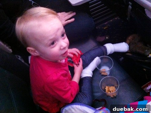 A Parent's Playbook for Flying with Toddlers 5 flying with toddler eating snacks on airplane