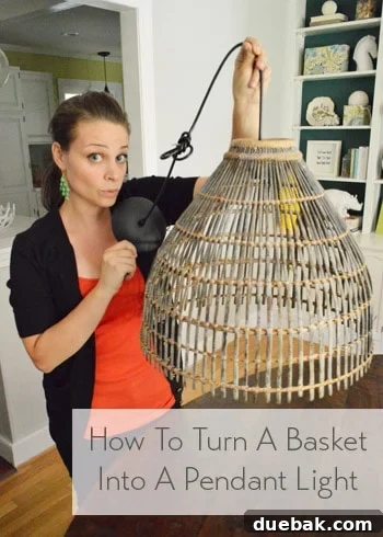 Woven Light: Create Your Own Basket Pendant 2 How to turn a thrift store basket into a stylish pendant light