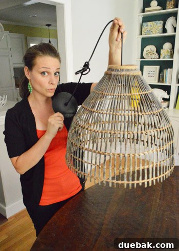 Woven Light: Create Your Own Basket Pendant 13 Testing the assembled DIY basket pendant light