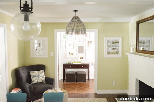 Woven Light: Create Your Own Basket Pendant 16 View of the kitchen corner with the new basket light, chair, and mirror