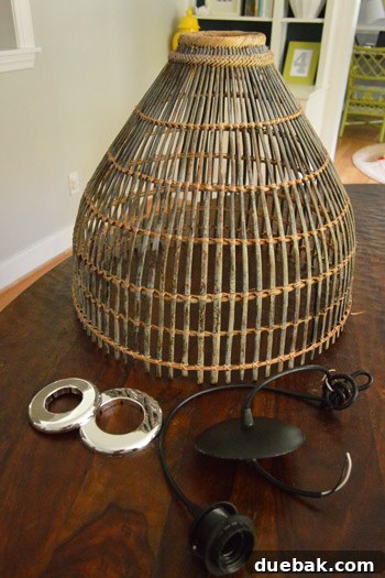 Woven Light: Create Your Own Basket Pendant 7 Close-up of the pendant light kit and pipe plates