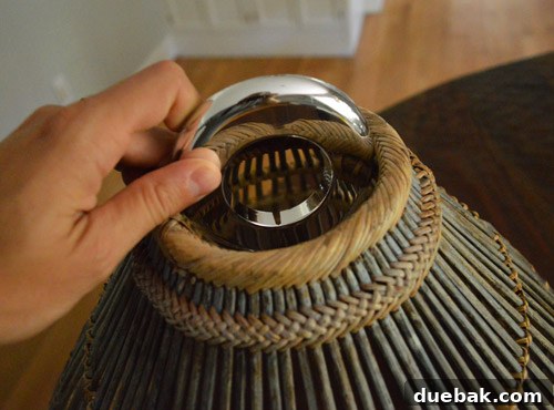 Woven Light: Create Your Own Basket Pendant 9 Smaller pipe plate demonstrating it's too small for the basket opening