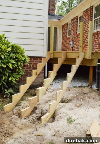 Repaired Stair Stringer in Place with Patch