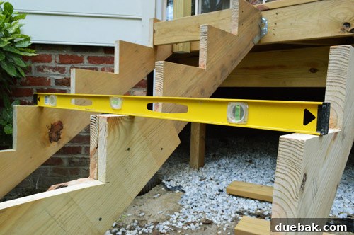 Checking Stair Stringers for Levelness During Installation