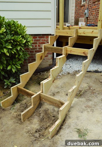 Blocking Installed Between Stair Stringers for Uniform Step Width