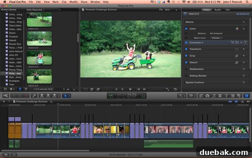 A computer screen showing video editing software.