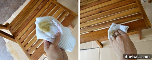 The Outdoor Furniture Secret: Varnish and Teak Oil for Enduring Beauty 10 Using an old sock to apply oil to wood furniture