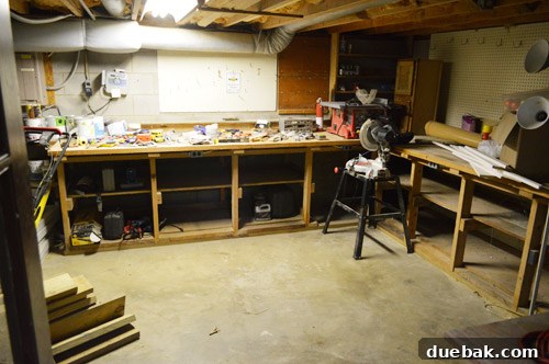 Workshop partially cleaned up, showing progress