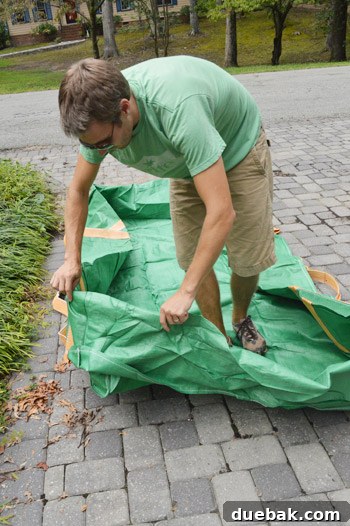 Bagster unfolded in the yard, ready for filling