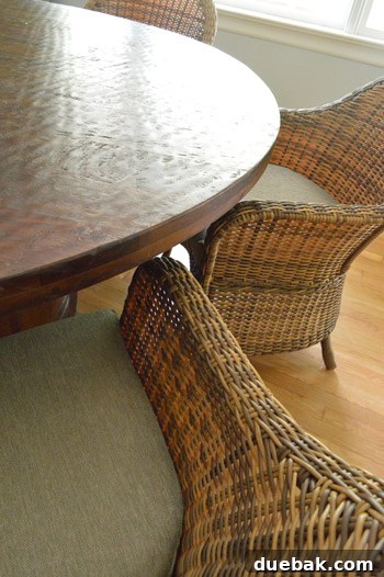 Indoor Dining with an Outdoor Twist 9 Close-up of the durable seat cushion on the new chair