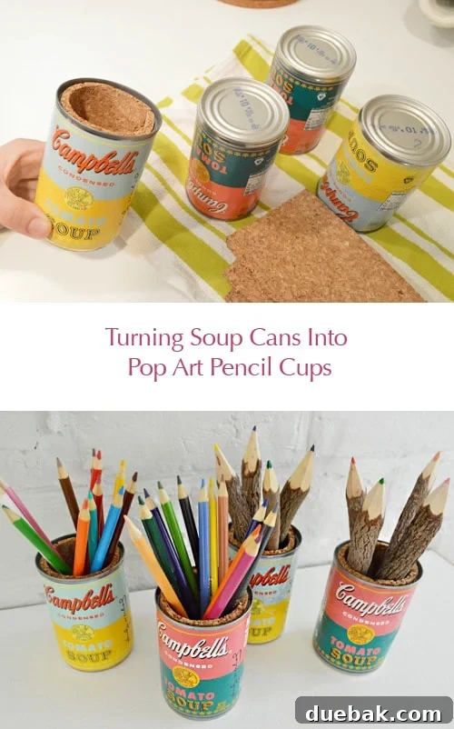 Soup Can Chic: DIY Pop Art Desk Organizers 2 turning-soup-into-pop-art-pencil-cups