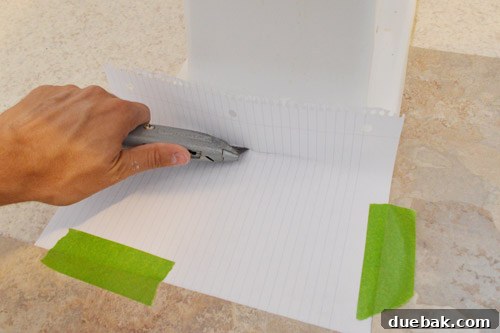 Making a paper template for toilet cut