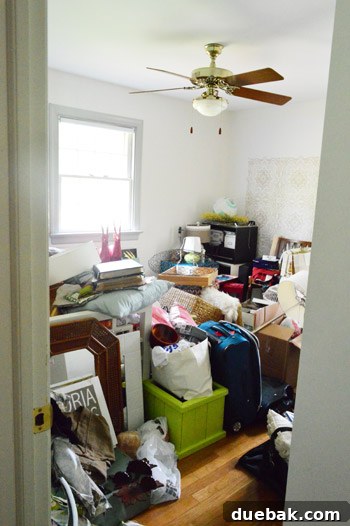 Vertical shot of the messy playroom