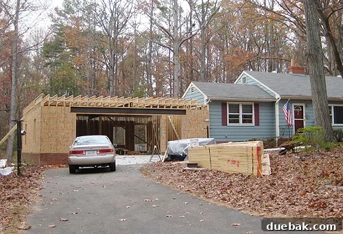 Home addition under construction in neighborhood