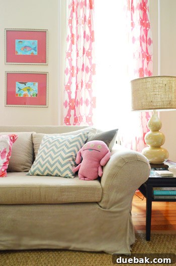 Farmhouse Drifters A Happy Country Home 5 Farmhouse Decor With Pink Curtains And Colorful Pillows