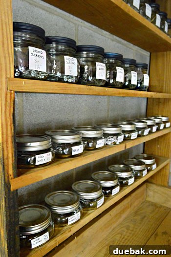Maximize Tool Storage with a Pegboard 18 Close-up of mason jars on shelf with varying sizes