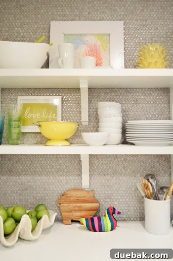 Close-up of the finished painted wooden duck on a shelf