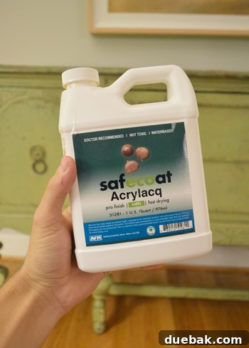 Perfectly Blending New and Existing Paint 11 Can of SafeCoat Acrylacq, a non-toxic furniture sealer