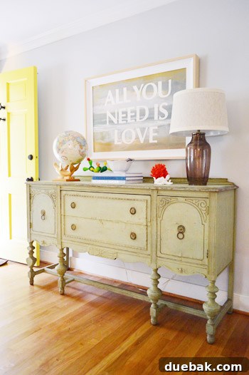 Perfectly Blending New and Existing Paint 10 The restored buffet cabinet looking beautiful in the entryway
