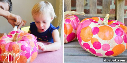 Three Playful Pumpkin Crafts for Little Ones 2 Completed tissue paper sticker pumpkins with colorful dots
