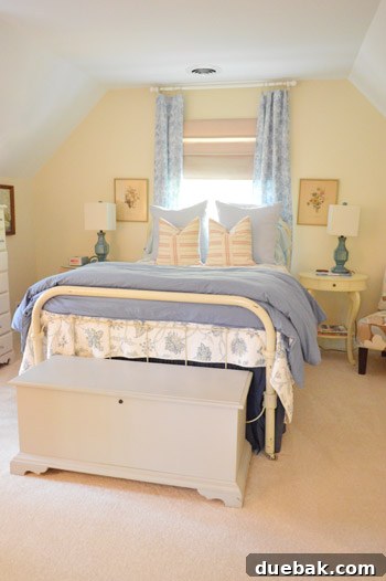 Characterful Comforts: A Home's Warm Embrace 21 Cozy Guest Room with Vintage Metal Bed