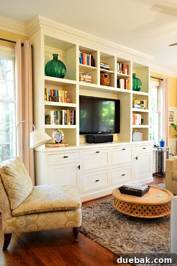 Characterful Comforts: A Home's Warm Embrace 6 Custom Built-ins in a Family Room with Kid-Friendly Storage