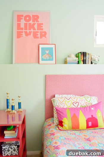 Roommates By Blood 12 Olivia's desk with a protective acrylic top and upholstered headboard