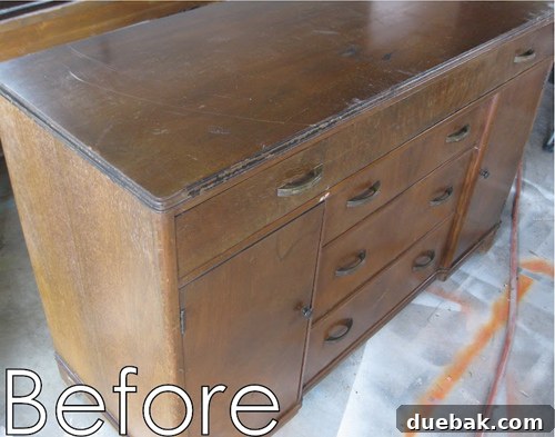 Dresser Stain Featuring a Floral Design 2 Close-up of the buffet's top surface with initial pencil sketch
