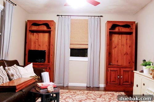 Before shot of the ugly yet sturdy Craigslist bookcases Hilary found