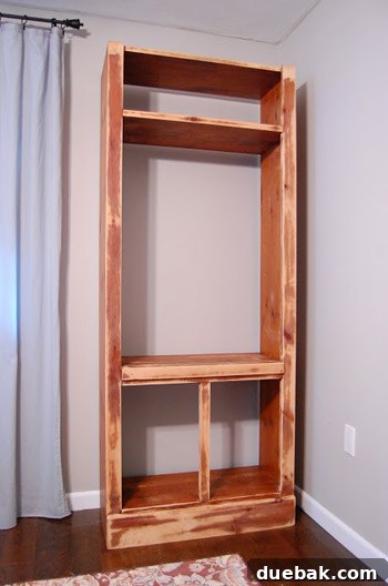 Close-up of the bookcases after trim removal and sanding, ready for paint