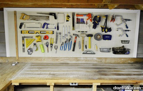Framed pegboards before painting