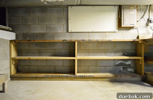Shelf cleared, showing initial organization