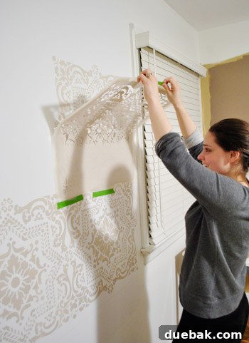 A stenciled rectangle on a playroom wall, created for a specific book photo.