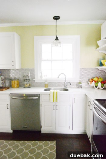 Close-up of the bare kitchen window showing the need for a decorative touch