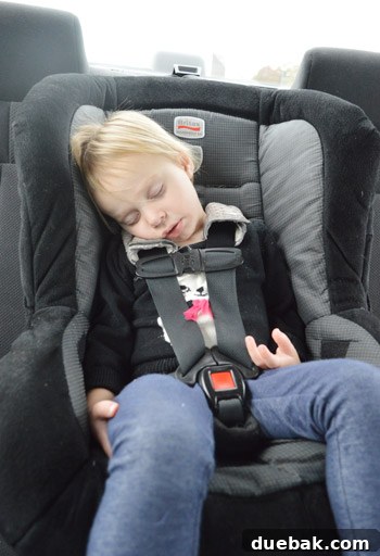 Clara, John and Sherry's daughter, sleeping in the car during their long book tour drive