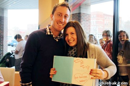 New York, Richmond, Chicago, Toronto: City Tapestry 18 Couple showing their newly engaged book with a proposal written inside