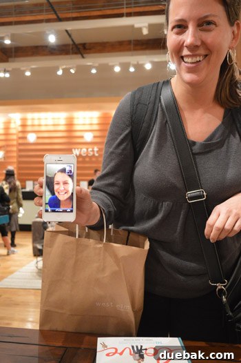 New York, Richmond, Chicago, Toronto: City Tapestry 28 Authors posing with a reader via FaceTime during the signing