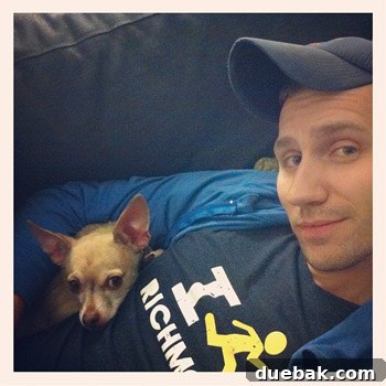 John with their chihuahua, Burger