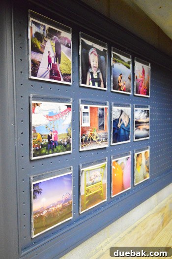 Completed Instagram photo display on pegboard