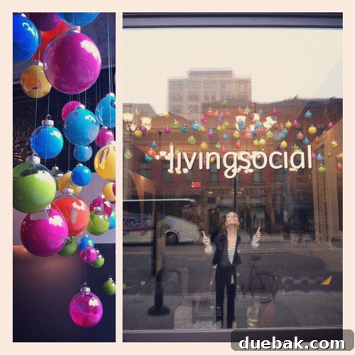 LivingSocial event space decorated with ornaments inspired by the authors' DIY projects.