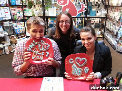 Homemade red and blue cookies gifted to authors at their Richmond book signing.