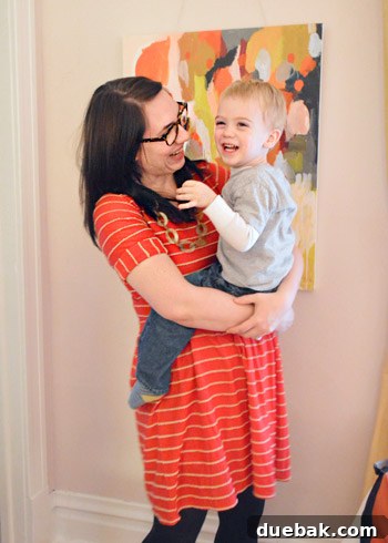 House Transformation: Finally Home 2 Nicole from Making It Lovely and her son August in their living room