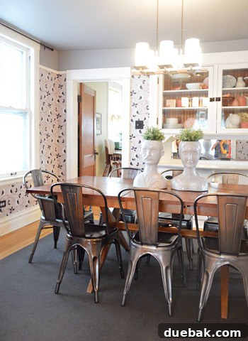 House Transformation: Finally Home 5 Elegant dining room with mixed textures and Clacket Lane wallpaper