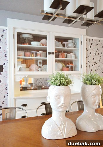 House Transformation: Finally Home 6 Detailed view of dining room china cabinet with fox figurines