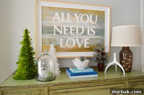 Festive Flair, Simplified 5 Entryway console table with feather trees and an evergreen