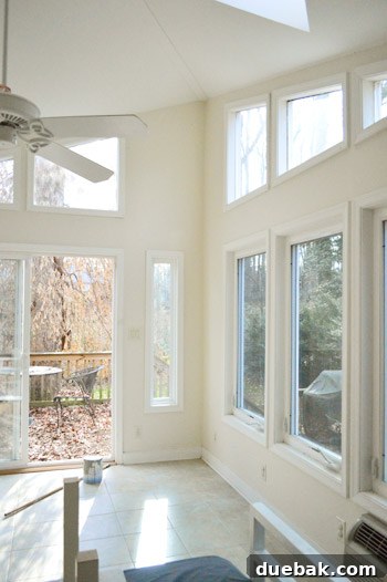 Painting Soaring Vaulted Ceilings: A Master Class 7 Beginning to paint high ceilings in the sunroom