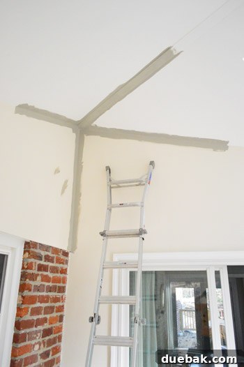 Painting Soaring Vaulted Ceilings: A Master Class 9 Close-up of freshly edged walls in Rockport Gray