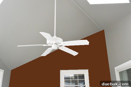 Photoshop concept showing how accenting the sloped wall would emphasize the room's unusual angles.