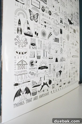 Close-up of Funnel Cloud Studio's 'Things That Are Awesome' poster details